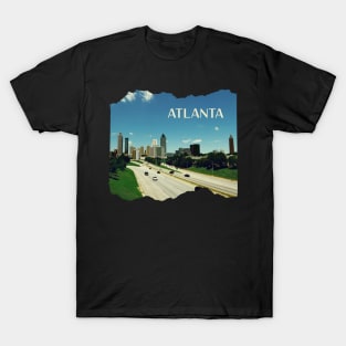 Cool photography of Atlanta Georgia skyline blue sky USA city break T-Shirt